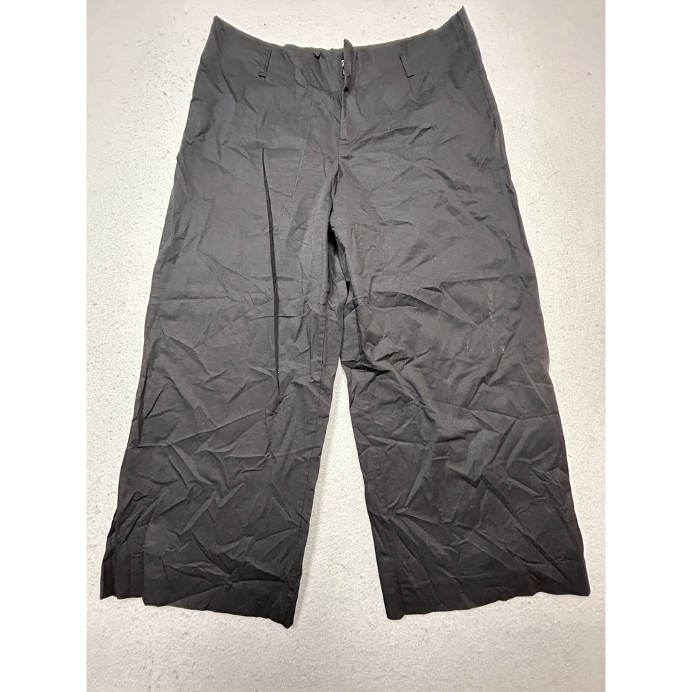 ZARA Wide Leg Pants Cotton Blend Black Size M US EUR Medium Womens